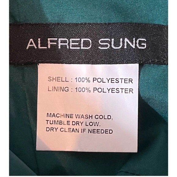 Alfred Sung dress D824 Jewel neck bowed open back trumpet green size 10 - Picture 7 of 8